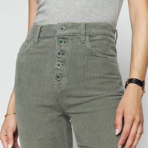 Reformation Green Corduroy Cynthia Pants NWT (Size 27)